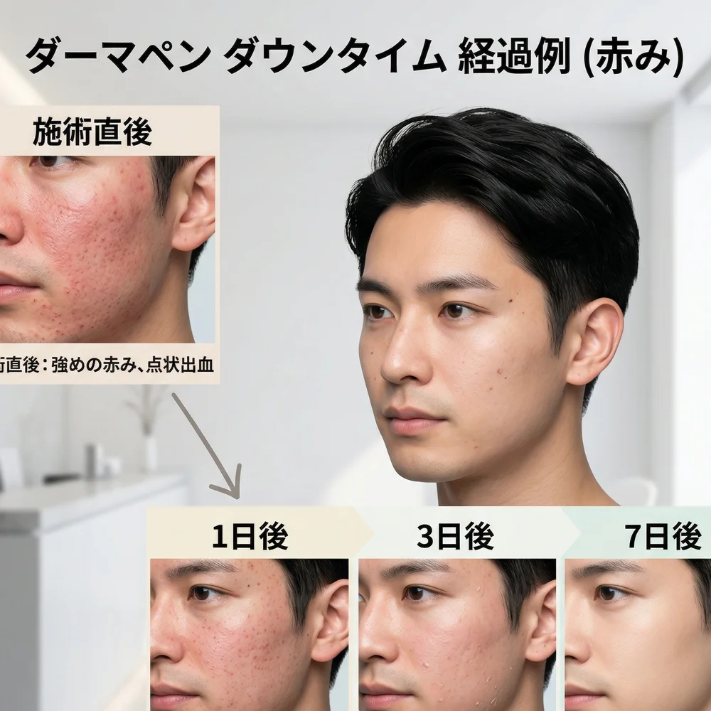 ダーマペンのダウンタイム経過イメージ