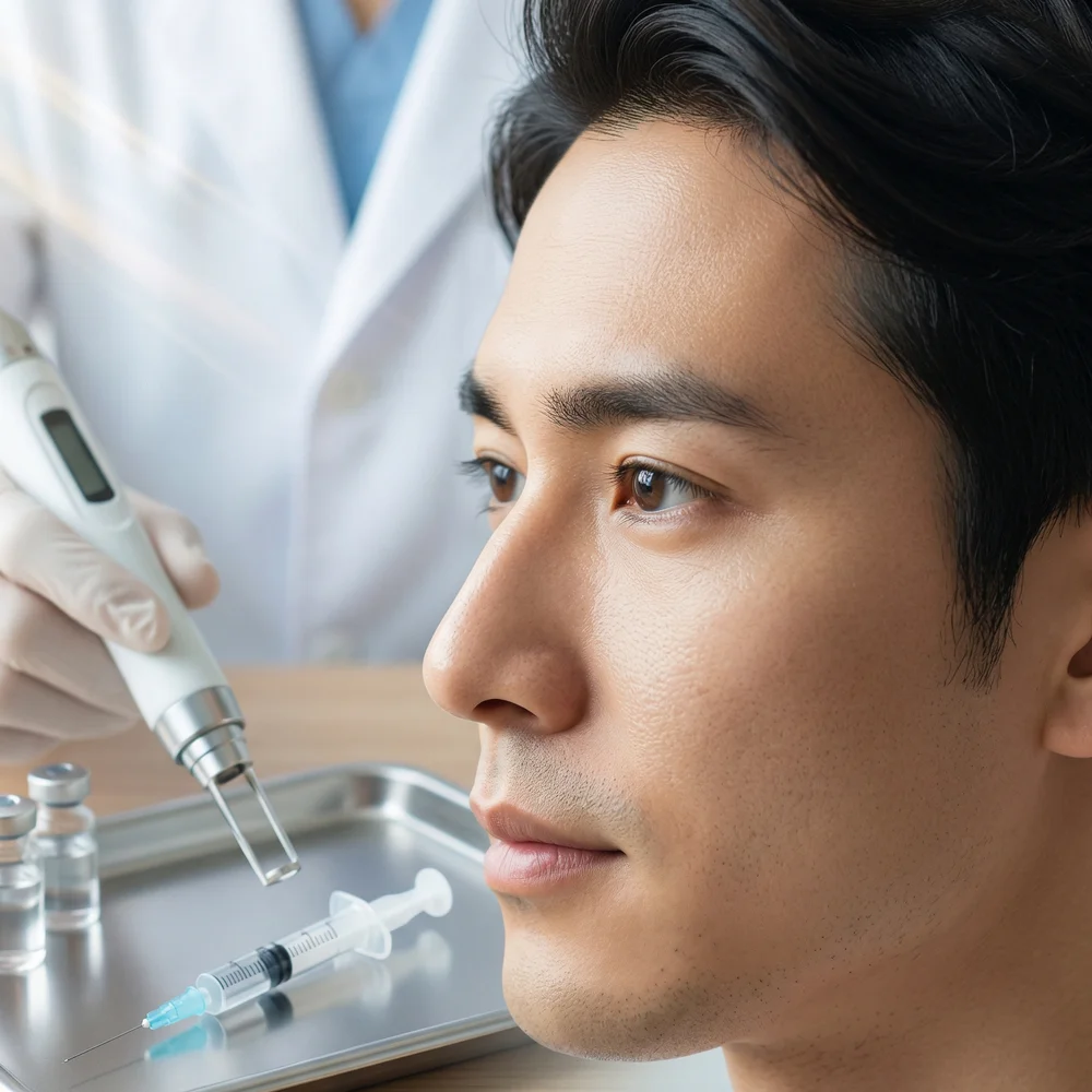 美容クリニックで施術を受ける30代男性のイメージ