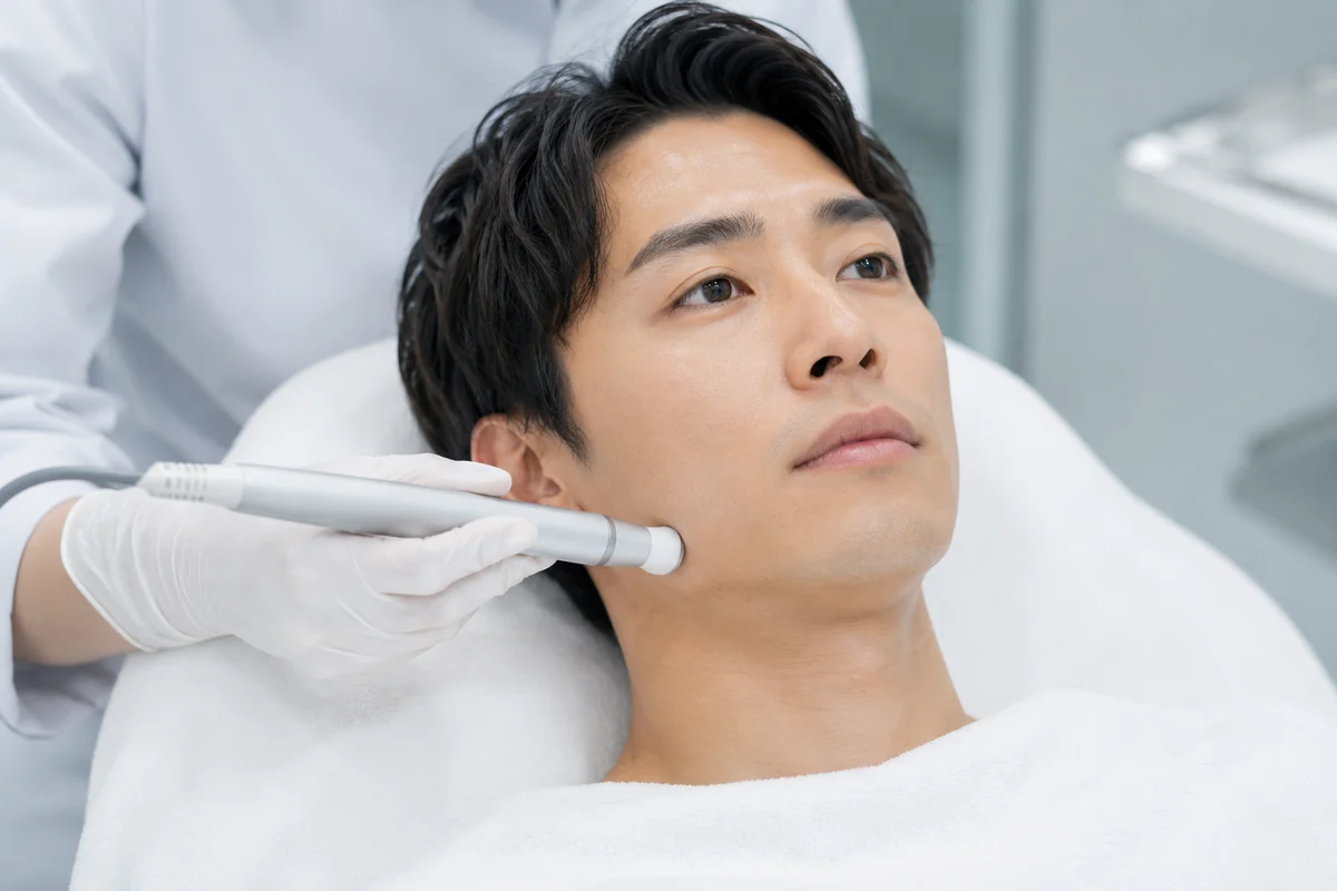 ポテンツァで毛穴ケアの施術を受ける30代男性